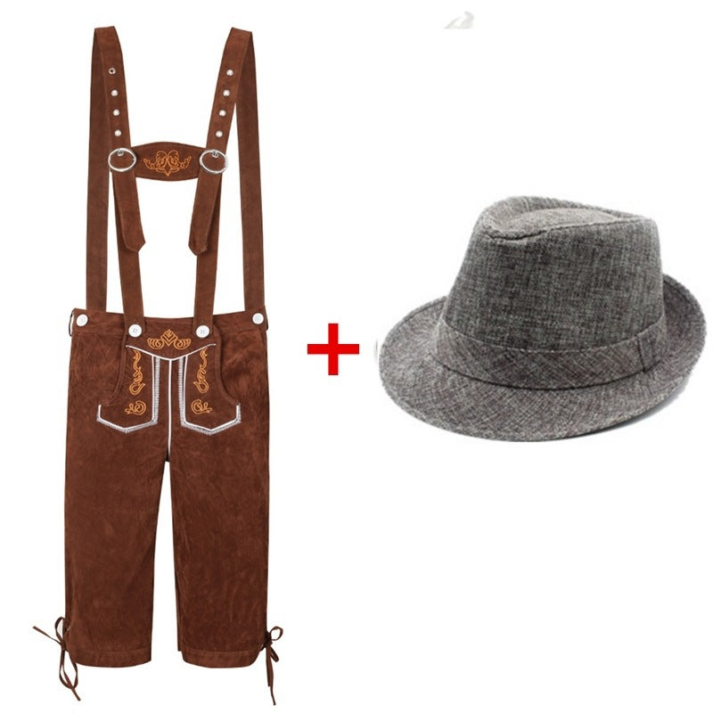 Herren nan kurze Trachtenlederhose mit verstellbaren Trägern und traditionellen Stickereien Echo Archiv