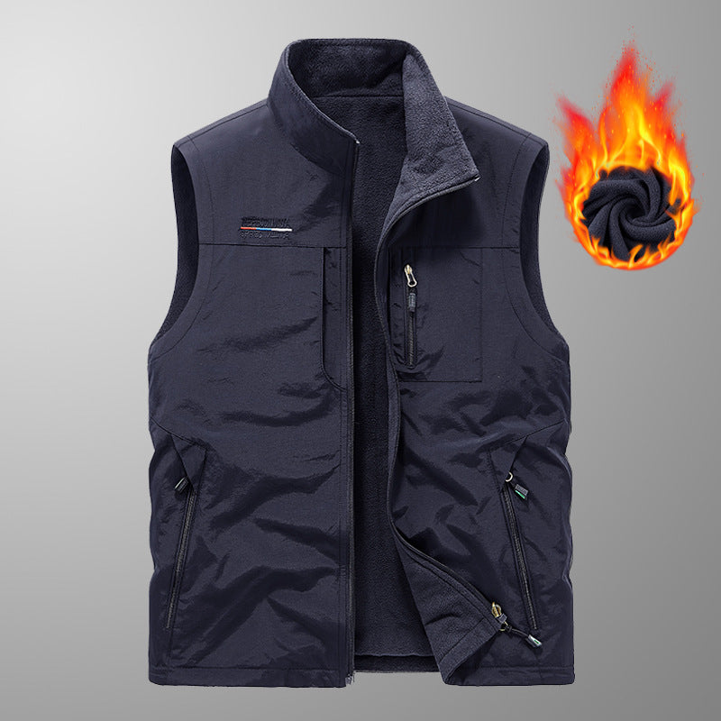 Herren gep adds thermalweste mit Fleece-Futter, winddichte Außenseite und mehreren mit Reißverschluss versehenen Taschen – Marzano