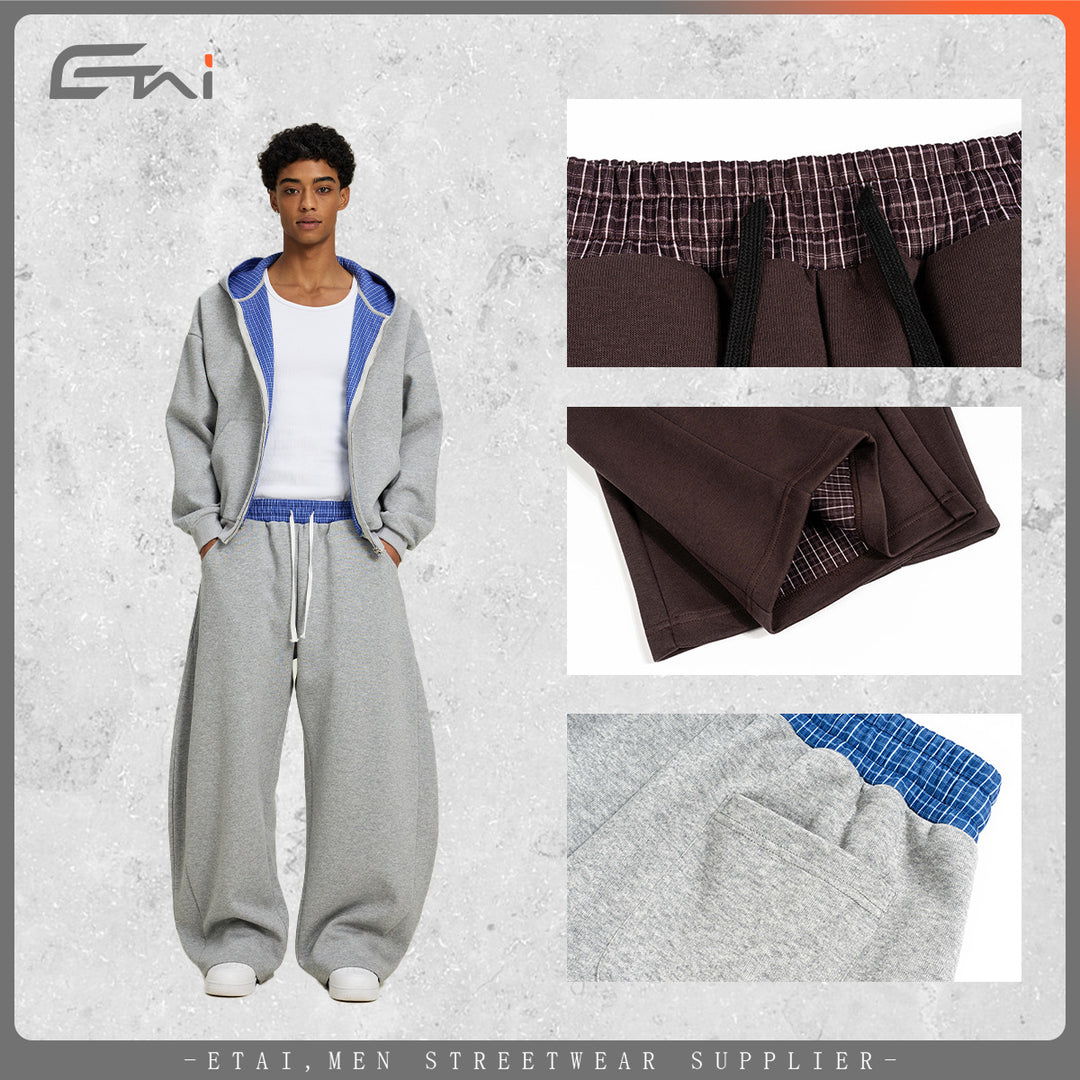 Damen Weite Cropped-Sweathose mit tiefem Schritt, Kordelzug und kontrastierendem Bund Echo Archiv