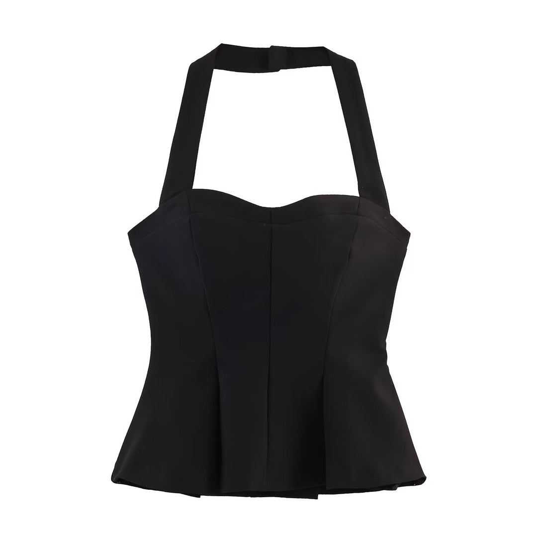 Damen Haltertop mit elegantem Taillenschnitt und feinen Plisseedetails Echo Archiv