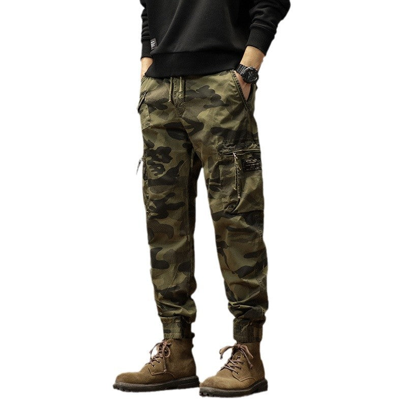 Herren Camouflage-Bundfalten-Cargojogger mit elastischem Tunnelzugbund, Multifunktionstaschen und Ripstop-Optik Echo Archiv