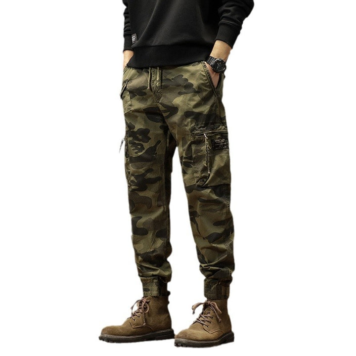 Herren Camouflage-Bundfalten-Cargojogger mit elastischem Tunnelzugbund, Multifunktionstaschen und Ripstop-Optik Echo Archiv