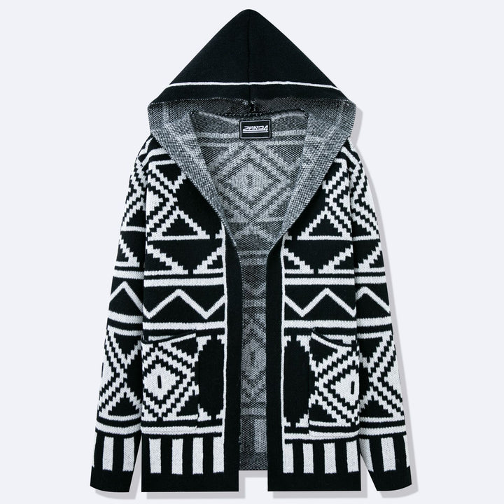Herren Strickjacke mit kreativem Muster und offener Front Echoarchiv