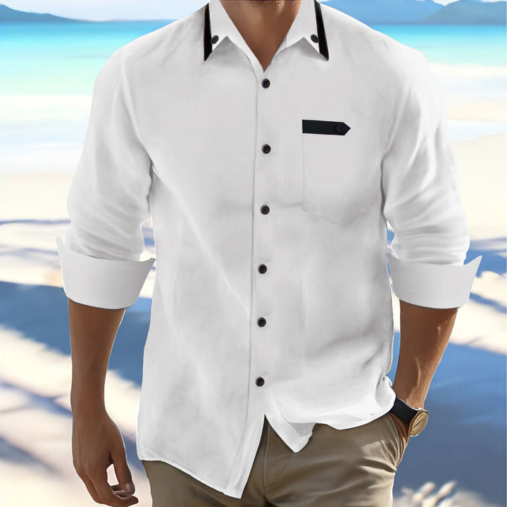 Herren Langarmhemd mit eleganten Kontrastdetails Echoarchiv