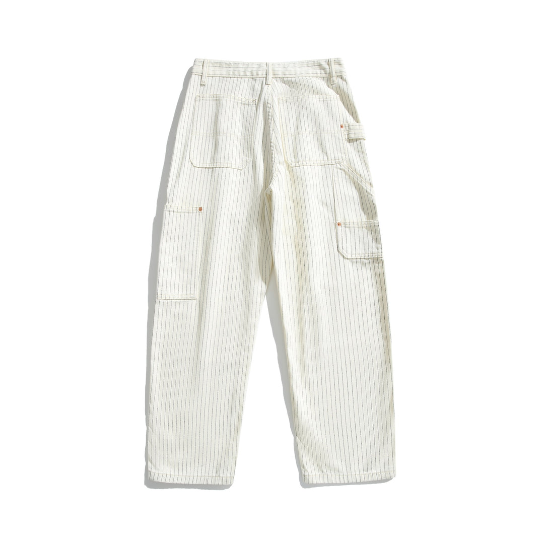 Damen Carpenterhose aus Leinen‑Baumwollmix mit Nadelstreifen und Hammerloop Echoarchiv