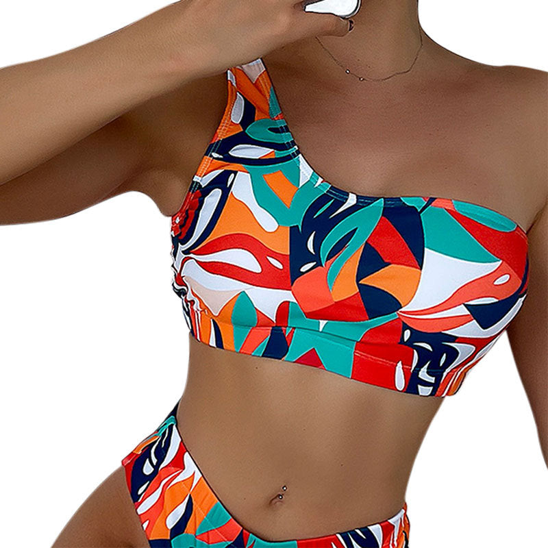 Damen Einseitiger Bikini mit farbenfrohem Muster Echo Archiv