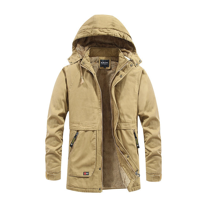 Herren Utility-Kapuzenparka aus Baumwoll-Canvas mit wärmender Teddyfutter-Innenlage und verdecktem Frontreißverschluss Echo Archiv