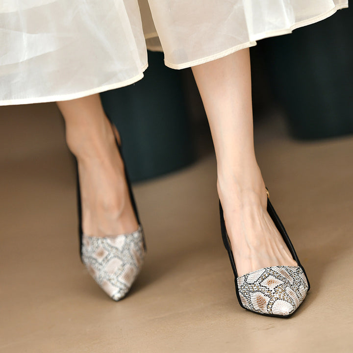 Damen nan spitze Pumps mit Fersenriemen, Reptilprägung und schmalem Stilettoabsatz Echo Archiv