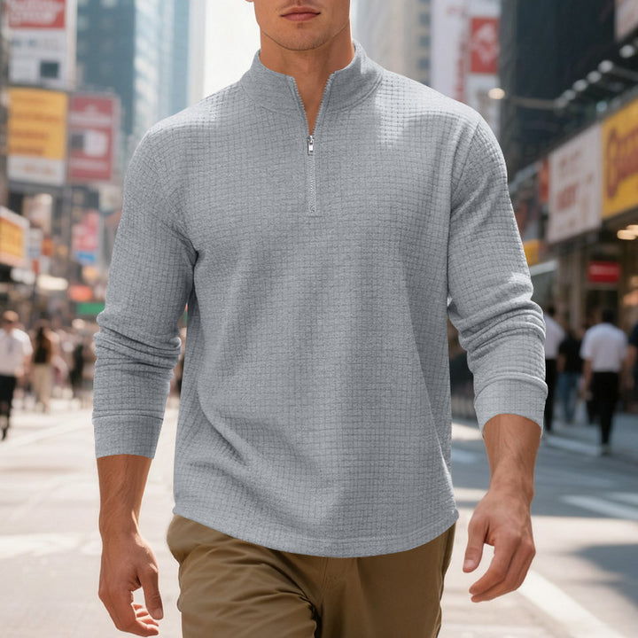 Herren funktionales Langarmshirt mit modernem Stehkragen und Reißverschluss Echoarchiv
