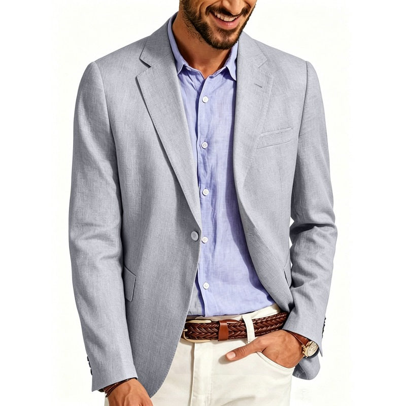 Herren Sommerliches Leinen-Blazer-Sakko mit atmungsaktivem Gewebe und taillierter Passform Echo Archiv