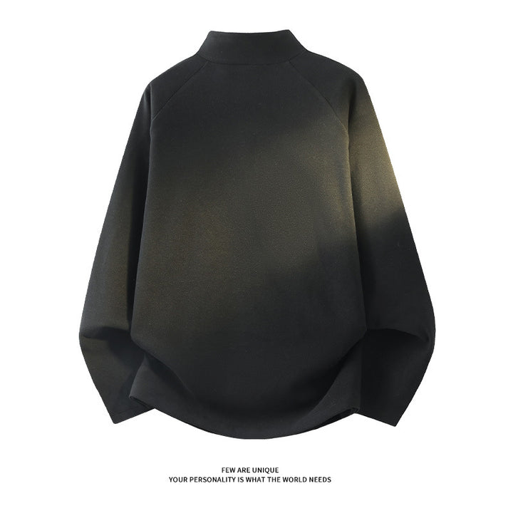 Unisex Oversize-Mockneck-Halbzip-Sweatshirt aus Mikrofleece mit abgerundetem Saum Echo Archiv