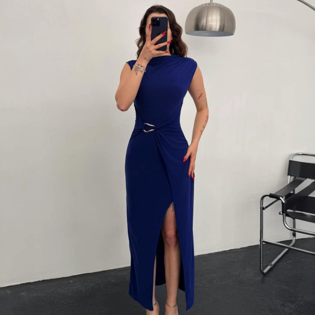 Damen Elegantes Wickelkleid mit seitlichem Schlitz und Gürtel Echo Archiv