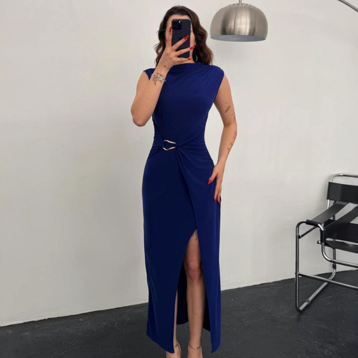 Damen Elegantes Wickelkleid mit seitlichem Schlitz und Gürtel Echo Archiv