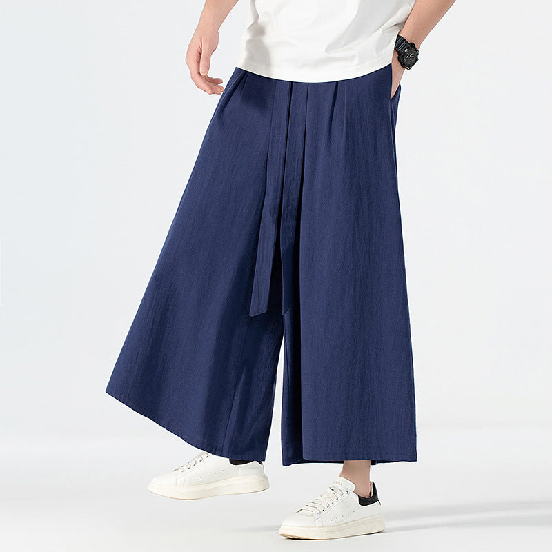 Damen Culotte-Style Hosenrock mit weitem Bein und Bindegürtel Echoarchiv