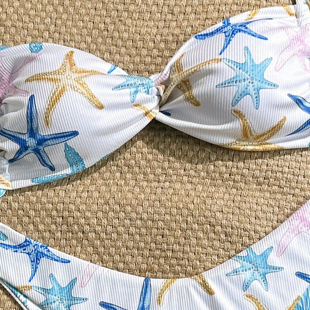 Damen Triangel-Bikini mit maritimem Sternenmuster und raffinierten Trägern Echo Archiv