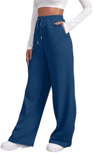 Damen weite High‑Waist Palazzo-Loungehose mit elastischem Komfortbund, Kordelzug und seitlichen Eingrifftaschen – Avélisse