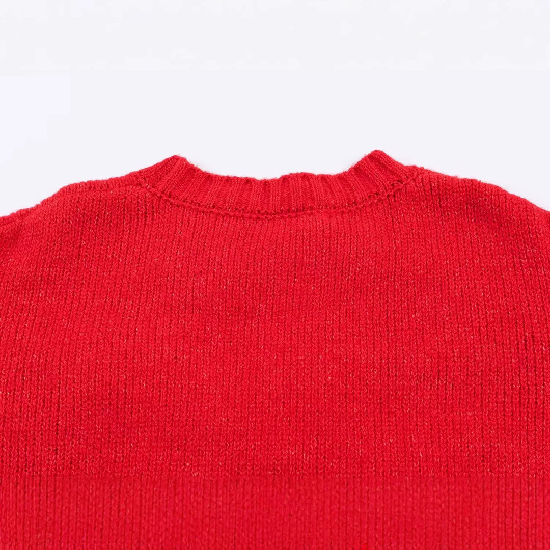 Damen Grobstrick-Pullover mit geflochtenem Schleifenapplikation Echoarchiv