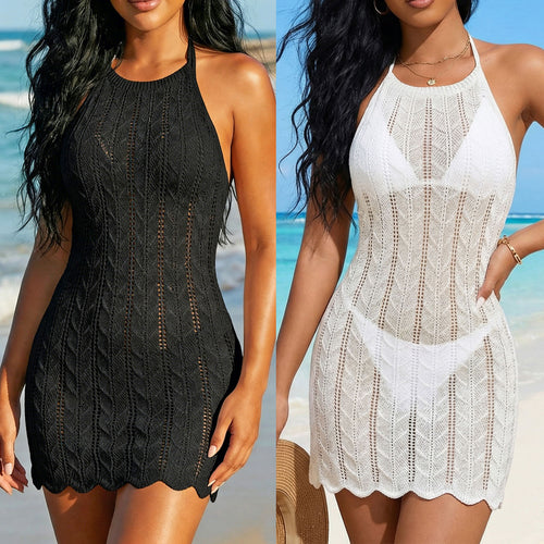 Damen gehäkeltes Strandkleid mit modischem V-Ausschnitt Echo Archiv
