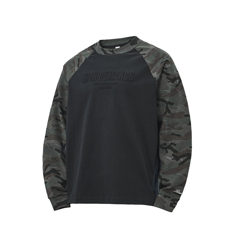 Unisex Oversize-Sweatshirt mit Camouflage-Raglanärmeln und geprägtetem Frontlogo Echoarchiv