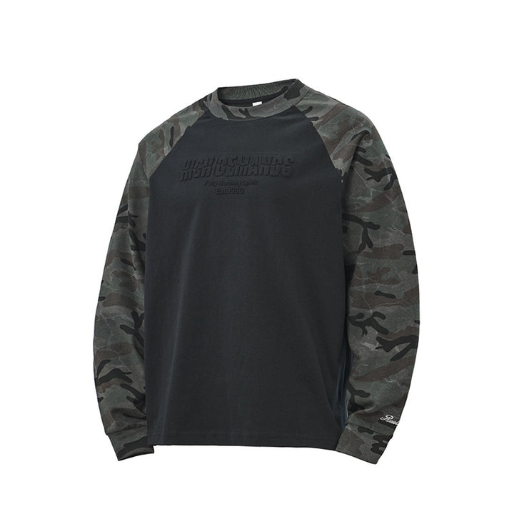 Unisex Oversize-Sweatshirt mit Camouflage-Raglanärmeln und geprägtetem Frontlogo Echoarchiv