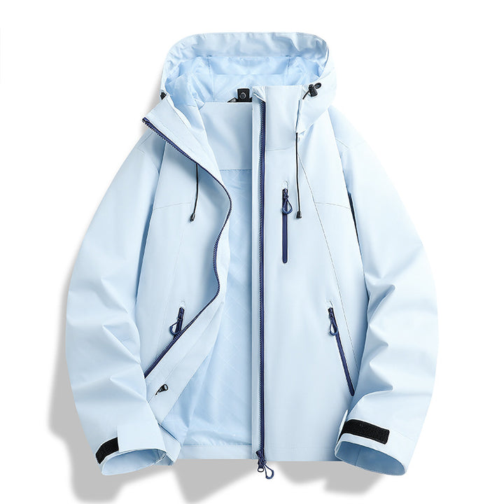 Damen Leichte wasserdichte Kapuzenjacke mit Teddy‑Charm und verdeckten Reißverschlusstaschen Echoarchiv