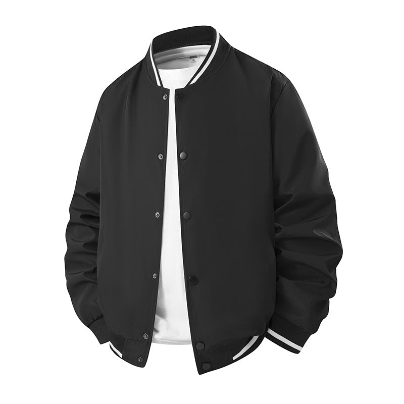 Herren Varsity-Bomberjacke im College-Stil mit Druckknopfverschluss und gerippten Kontrastbündchen Echo Archiv