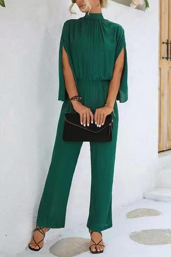 Damen eleganter Jumpsuit mit weitem Bein und Chiffon-Ärmeln Echo Archiv