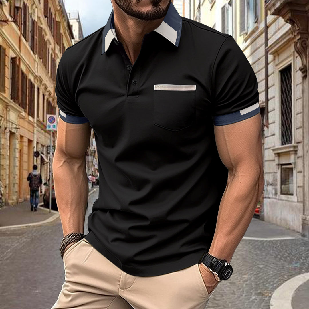Herren Polohemd mit modischem Kragen und praktischer Brusttasche Echoarchiv