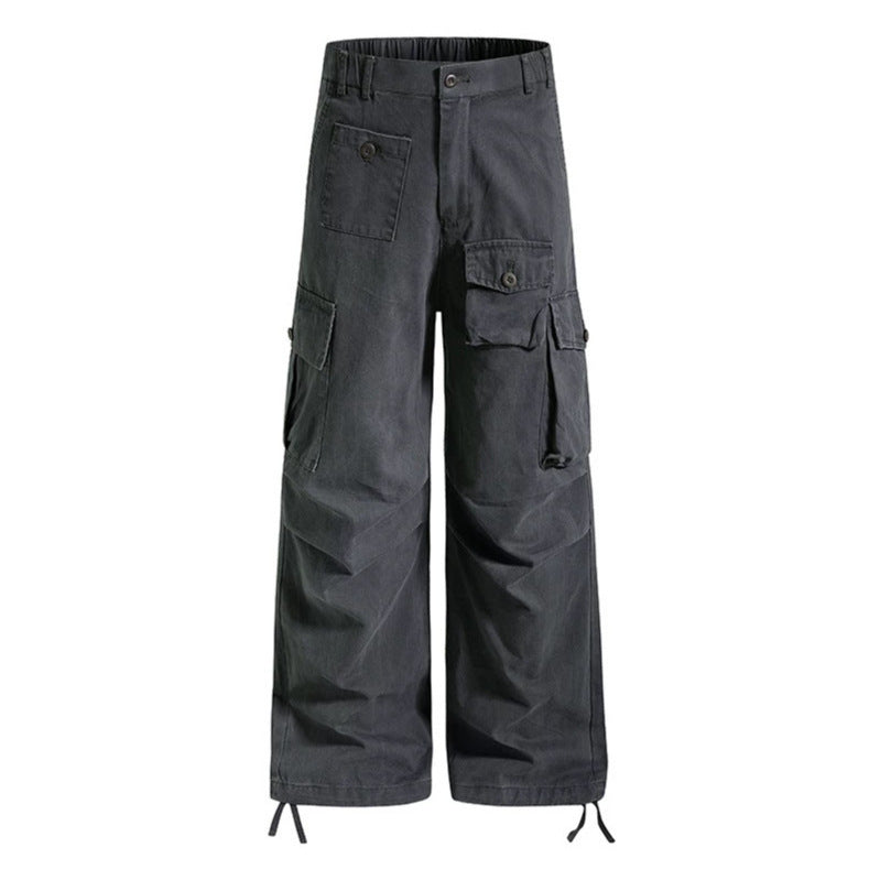 Damen weite Cargo-Hose im Utility-Stil mit Multifunktions-Taschen und Saum-Tunnelzug Echoarchiv