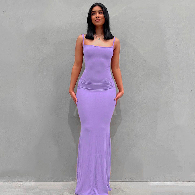 Damen Körperbetontes Maxi‑Jerseykleid mit taillierter Drapierung, langen Ärmeln und ausgestelltem Saum – Valéora