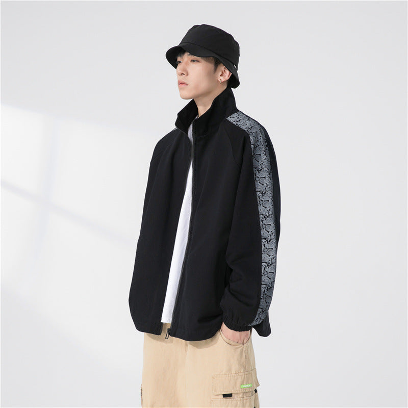 Herren Oversize Übergangsjacke mit Raglanärmeln, Stehkragen und elastischen Bündchen Echoarchiv