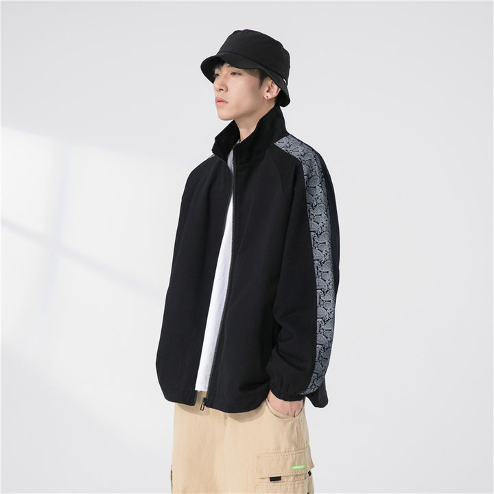 Herren Oversize Übergangsjacke mit Raglanärmeln, Stehkragen und elastischen Bündchen Echoarchiv