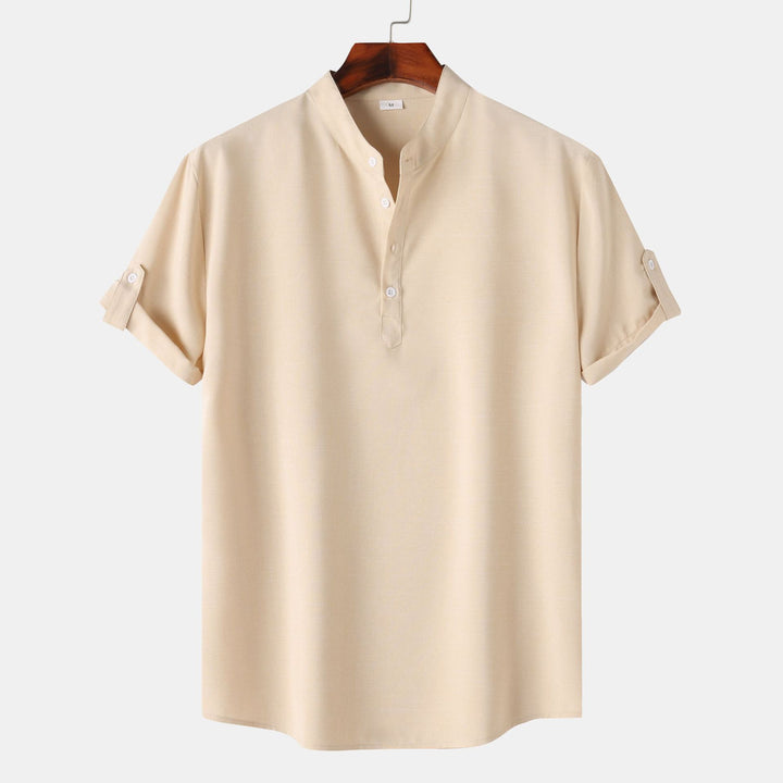 Herren Kurzarmhemd mit innovativem Henley-Ausschnitt und lässigem Design Echoarchiv