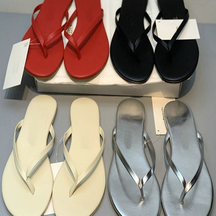 Damen stilvolle Flip-Flops mit glänzendem Riemendesign Echoarchiv