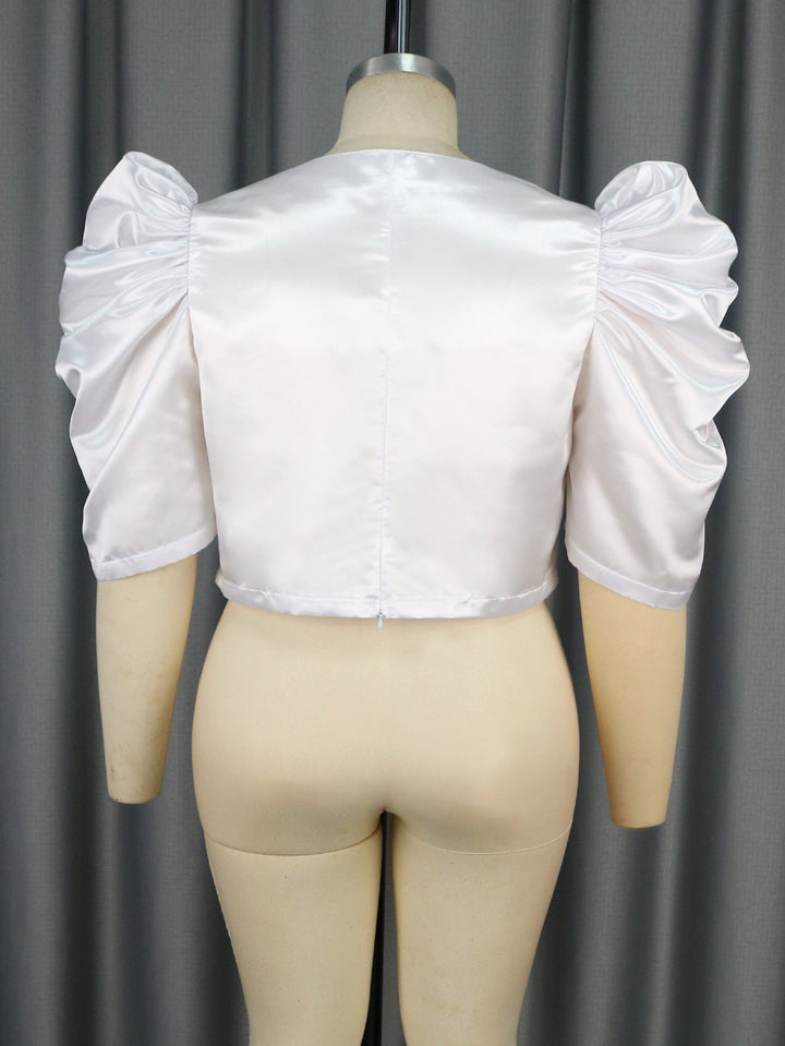 Damen Satin Bluse mit voluminösen Puffärmeln Echo Archiv