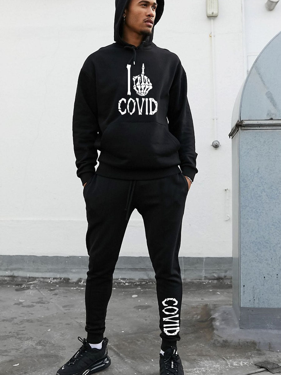 Herren Hoodie und Jogginghose Set mit mutigem Grafikdruck Echoarchiv