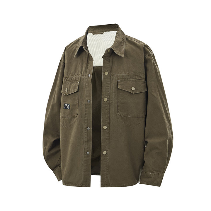 Herren Overshirt-Jacke im Workwear-Stil mit aufgesetzten Brusttaschen und Druckknopfverschluss Echoarchiv