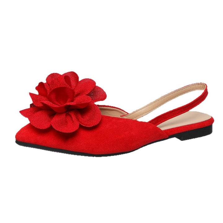 Damen Slingback-Mules mit spitzer Zehenpartie und großer Blumenapplikation Echo Archiv