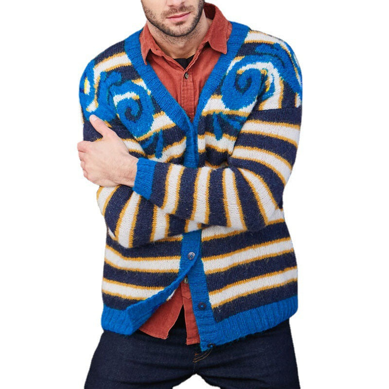 Herren gemusterter Strickpullover mit kreativem Design Echoarchiv
