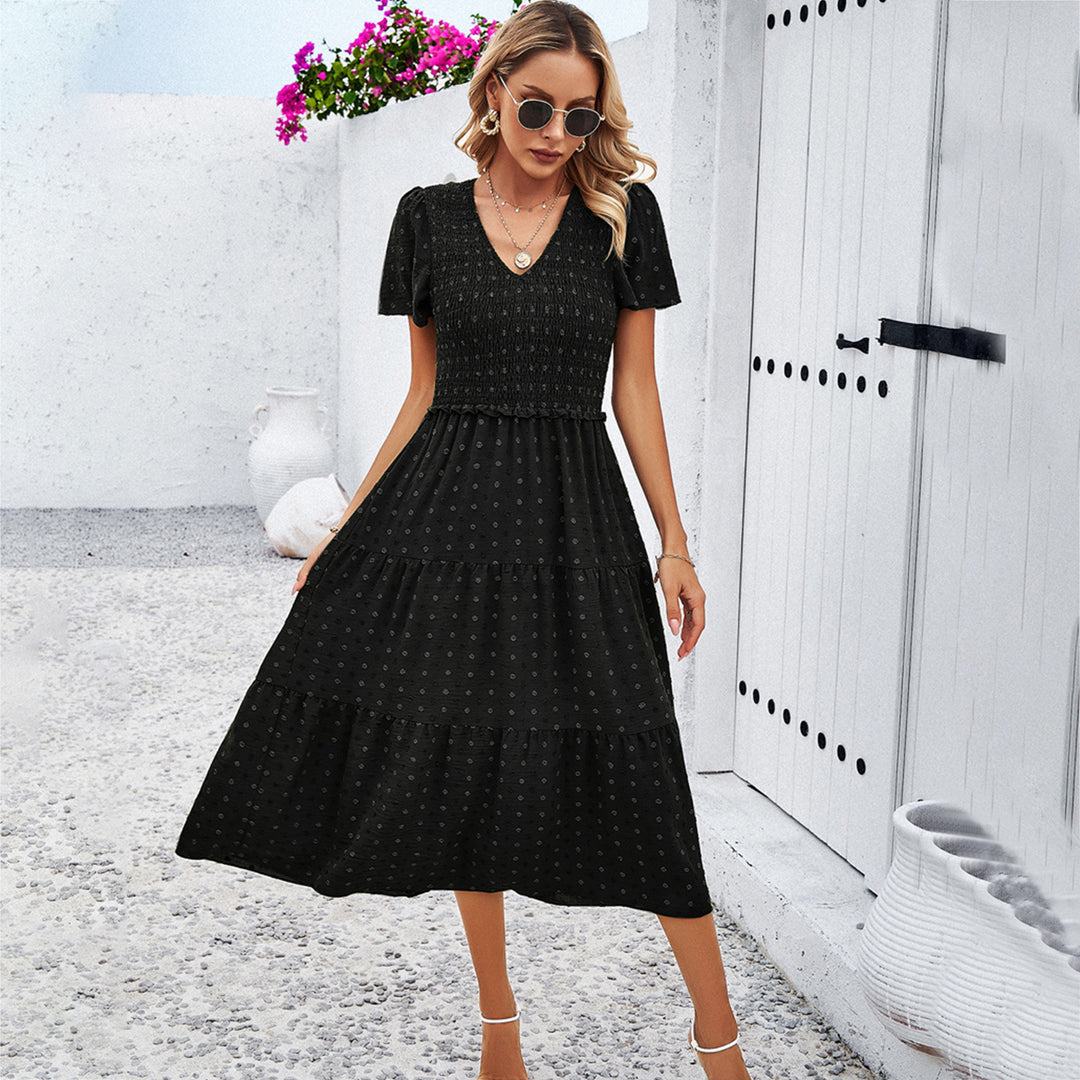Damen Midikleid mit Rüschendetails und Punkten Echo Archiv