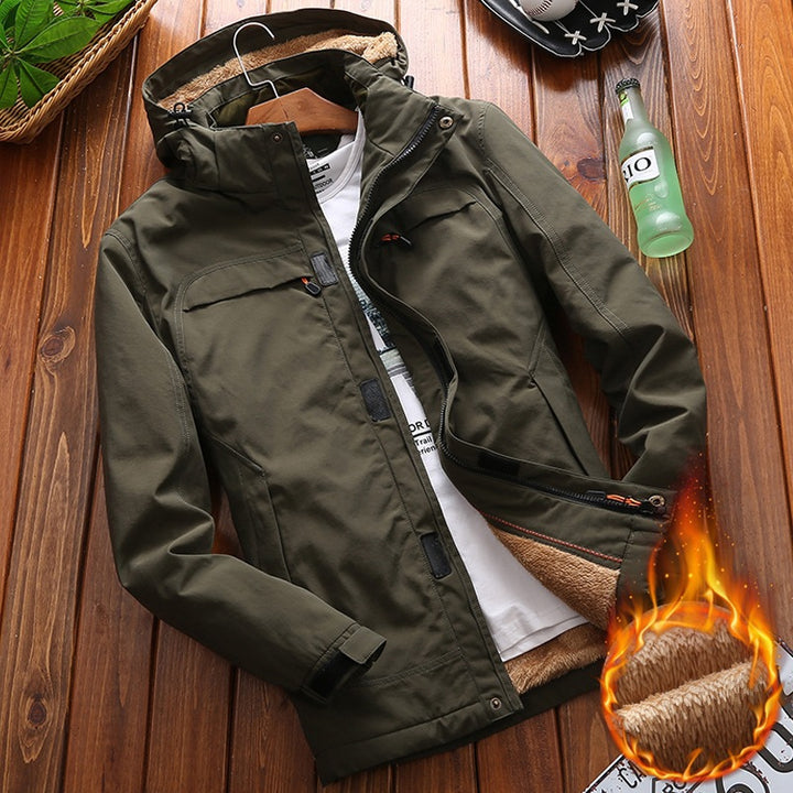 Herren nan wind- und wasserabweisende Parka‑Fieldjacke mit abnehmbarer Kapuze und Sherpa Futter Echo Archiv