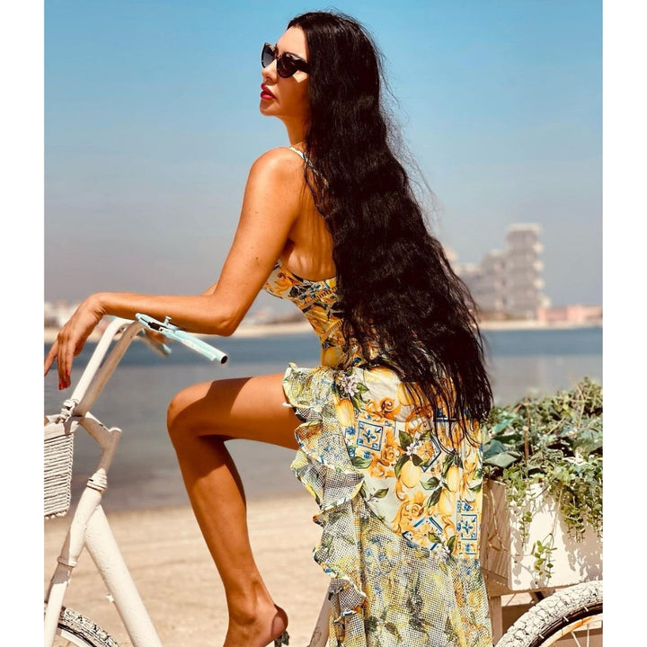 Damen Bikiniset mit elegantem Rüschendesign und maxi Rock Echo Archiv