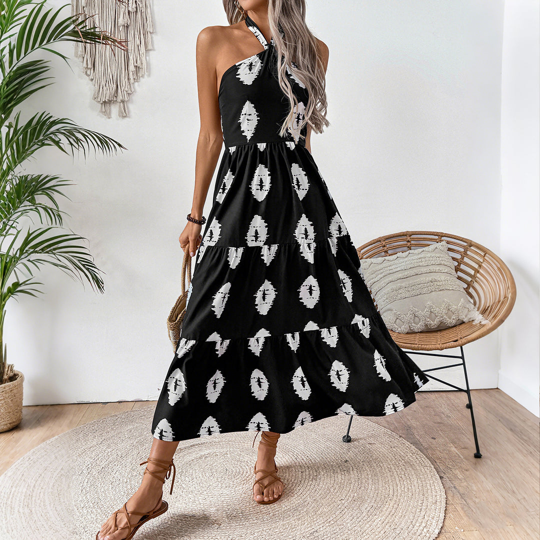 Damen Boho Maxikleid mit asymmetrischen Trägern Echo Archiv