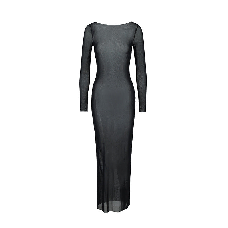 Damen Langarm Maxikleid mit elegantem Schnitt und figurbetonendem Design Echo Archiv