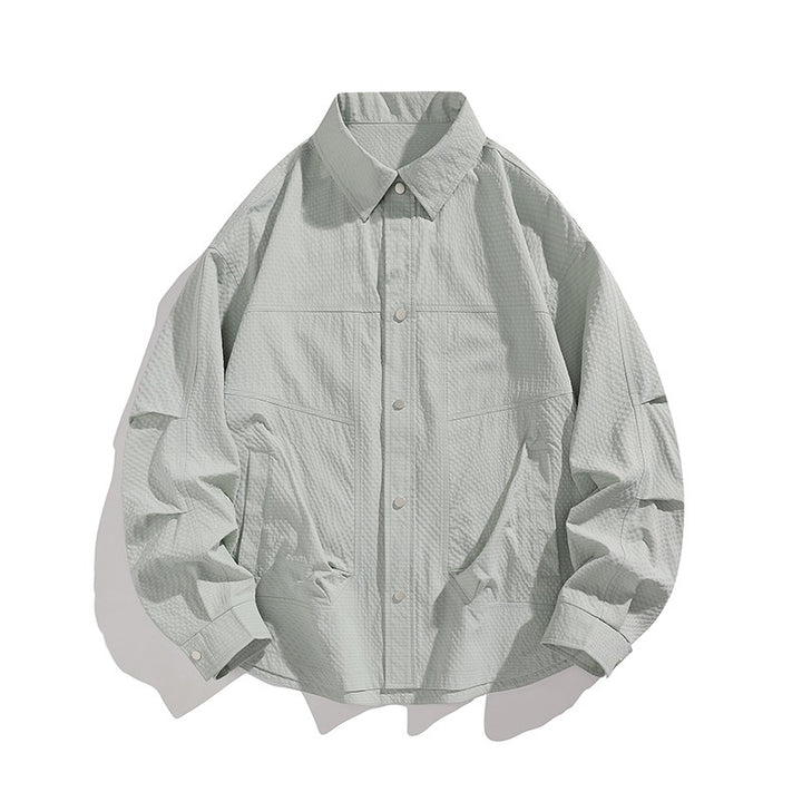 Herren Leichte Oversize-Hemdjacke mit Druckknopfleiste, Strukturstoff & Pattentaschen Echoarchiv