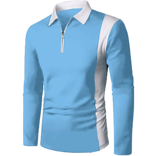 Herren Langarm Poloshirt mit modernem Reißverschluss und kontrastierenden Einsätzen Echoarchiv