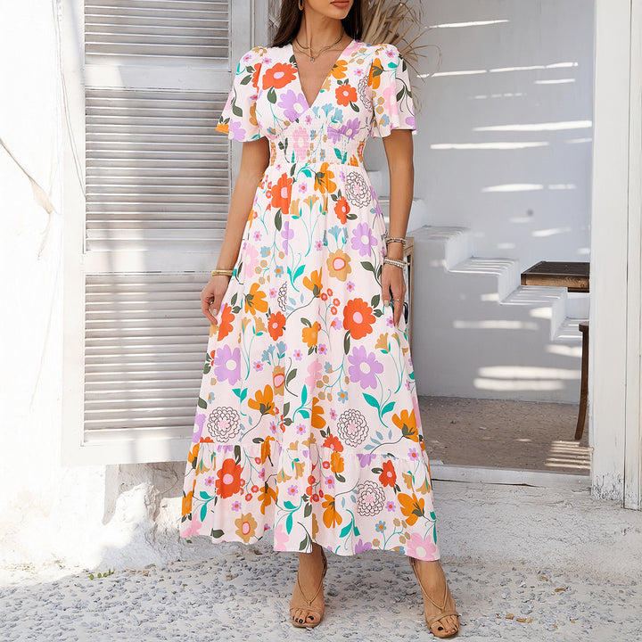 Damen Maxikleid mit raffiniertem V-Ausschnitt und eleganter Raffung Echo Archiv