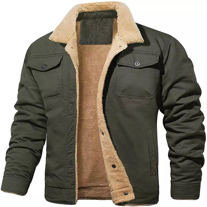 Herren Shirtjacke im Worker-Stil mit Sherpa-Futter und Pattentaschen Echoarchiv