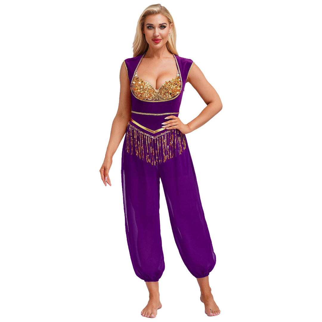 Damen Kostüm-Jumpsuit mit glitzerndem Oberteil und lässiger Hose Echo Archiv