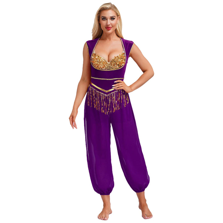 Damen Kostüm-Jumpsuit mit glitzerndem Oberteil und lässiger Hose Echo Archiv